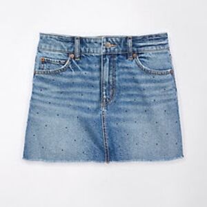 American Eagle 90s high waisted embellished denim mini skirt